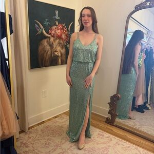 Elegant Sequin Green Prom Dress
